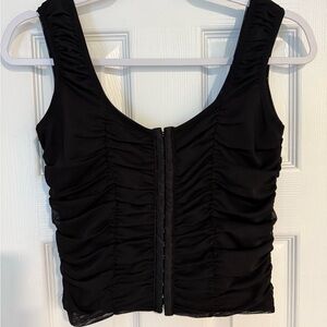 Shinestar Black Ruched Fitted Sleeveless Tank Top